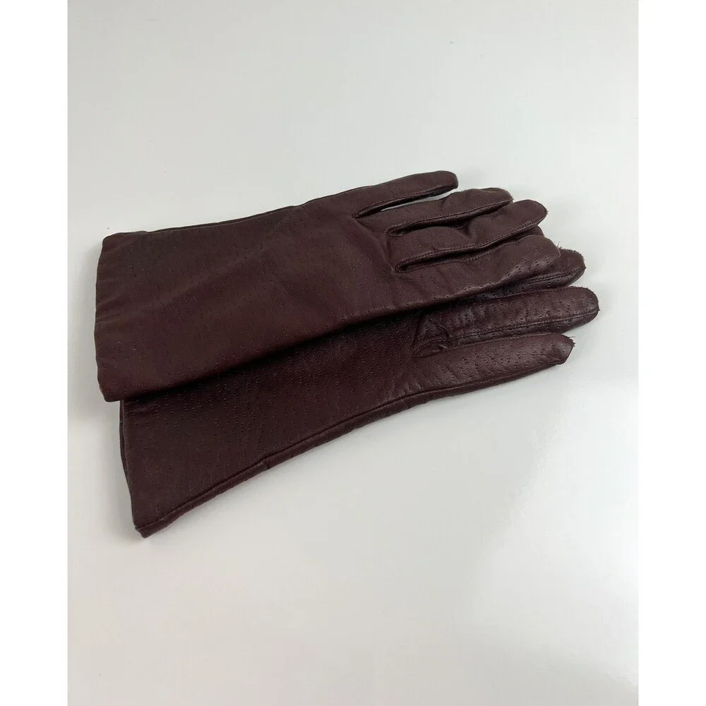 Vintage Van Raalte Gloves Maroon Red 100% Leather Driving Gloves Winter MCM sz M
